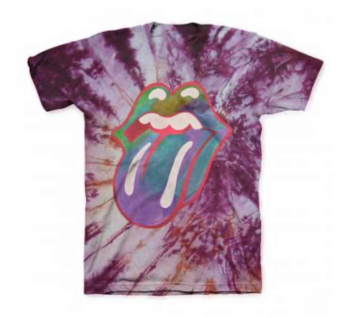 The Rolling Stones- Multi Colored Tongue Tie Die T-Shirt
