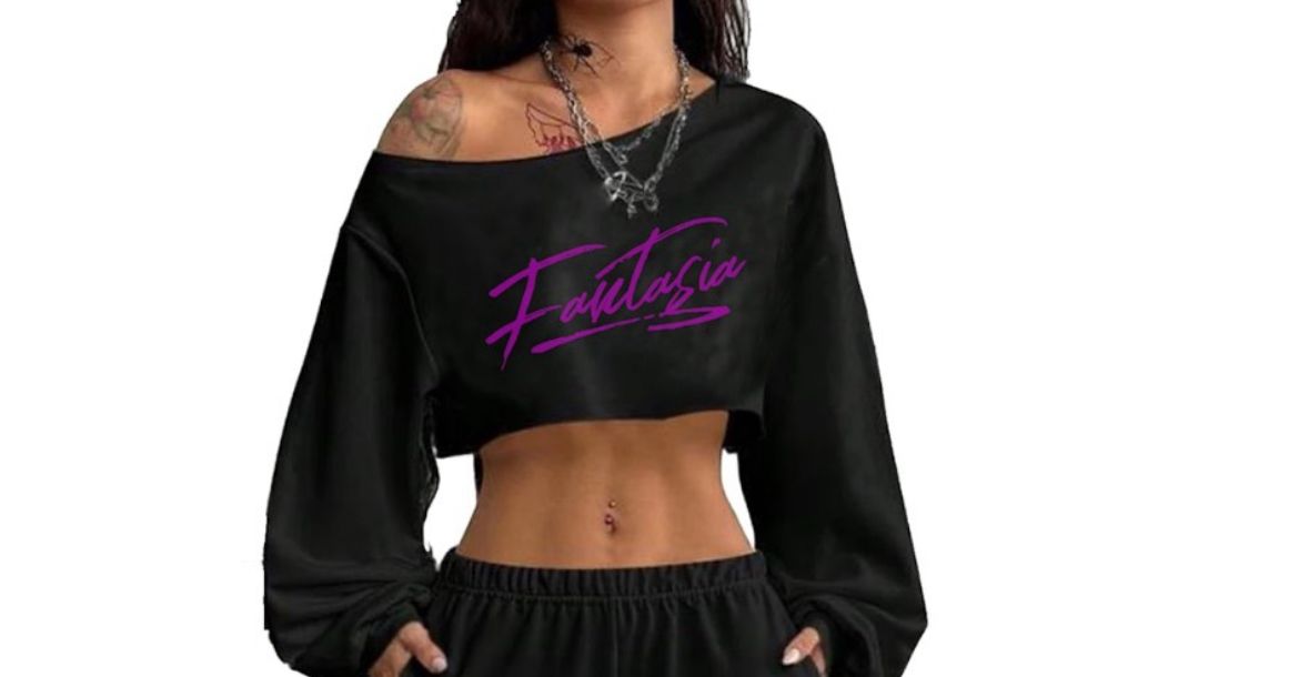 Fantasia- Off-Shoulder Cropped Sweatshirt